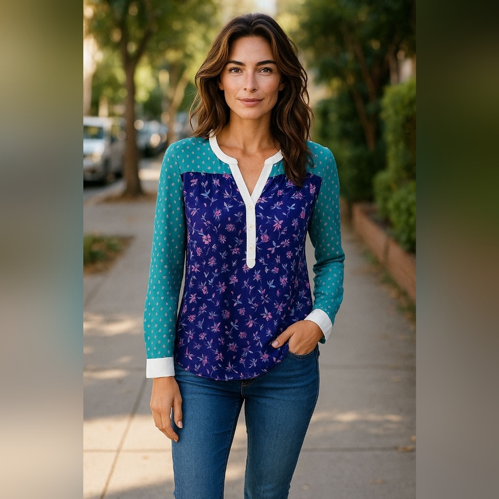 Modcloth Blue and Teal Blouse